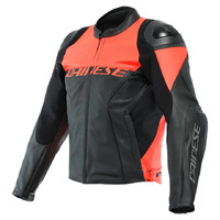 Dainese Racing 4 Perforated Leather Jacket - Black/Red/Fluoro Red