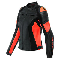 Dainese Racing 4 Leather Jacket - Ladies - Black/Red/Fluoro Red