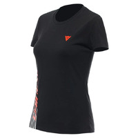 Dainese Ladies Logo T-Shirt - Black/Fluoro Red