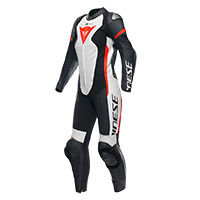 Dainese Grobnik 1 Piece Racing Suit - Ladies - Perforated Leather - Black/White/Fluoro Red