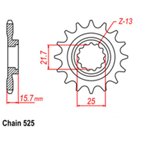 RK Front Sprocket - Steel  15T 525P