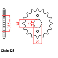 RK Front Sprocket - Steel  14T 428P