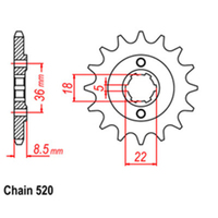 RK Front Sprocket - Steel  14T 520P