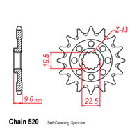 RK Front Sprocket - Steel  13T #520 Product thumb image 1