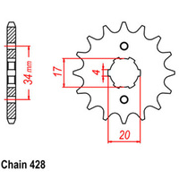 RK Front Sprocket - Steel  17T 428P