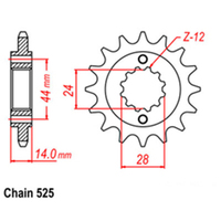 RK Front Sprocket - Steel  17T 525P