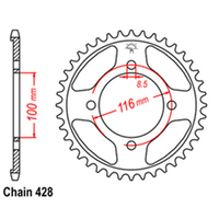 RK Rear Sprocket - Steel 50T 428P