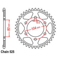 RK Rear Sprocket - Steel 44T 525P