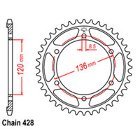 RK Rear Sprocket - Steel 51T 428P