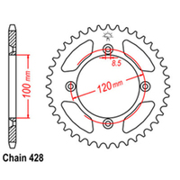 RK Rear Sprocket - Steel 44T 428P Product thumb image 1