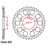 RK Rear Sprocket - Steel 44T 525P