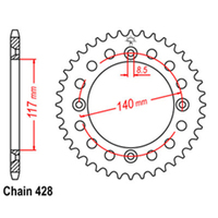 RK Rear Sprocket - Steel 46T 428P