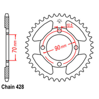 RK Rear Sprocket - Steel 45T 428P Product thumb image 1