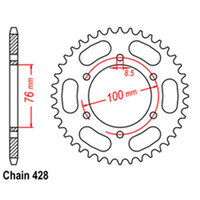 RK Rear Sprocket - Steel 44T 428P Product thumb image 1