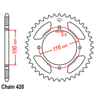 RK Rear Sprocket - Steel 47T 420P