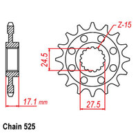 RK Front Sprocket - Steel 15T 525P   Product thumb image 1