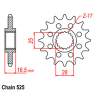 RK Front Sprocket - Steel 16T 525P sku:41-K05-16