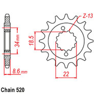 RK Front Sprocket - Steel 14T 520P