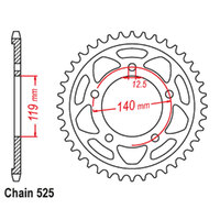 RK Rear Sprocket - Steel 44T 525P