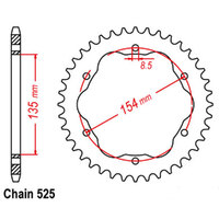 RK Rear Sprocket - Steel 38T 525P   - 760 or 770 Adaptor Required Product thumb image 1