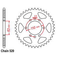 RK Rear Sprocket - Steel 44T 520P