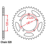 RK Rear Sprocket - Steel 43T 520P sku:42-T09-43