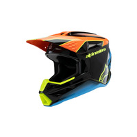 Alpinestars SM3 Youth Fray Helmet ECE06 | Black Orange FLURO-YELLOW Glossy